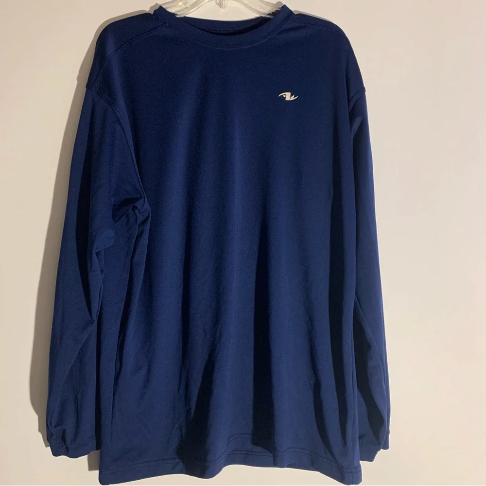 Men’s Athletic Compression Mock Crew Long Sleeve Shirt in Cobalt - Picture 1 of 3
